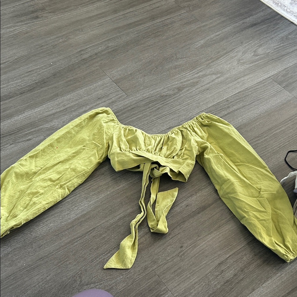 SHEIN Yellow Off-Shoulder Crop Top